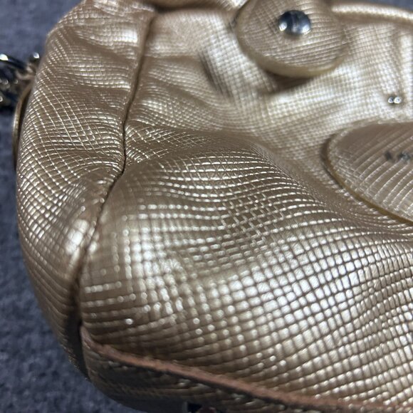 Longchamp Quadri Handbag Purse Leather Metallic Gold Charms Keychains - Picture 12 of 16